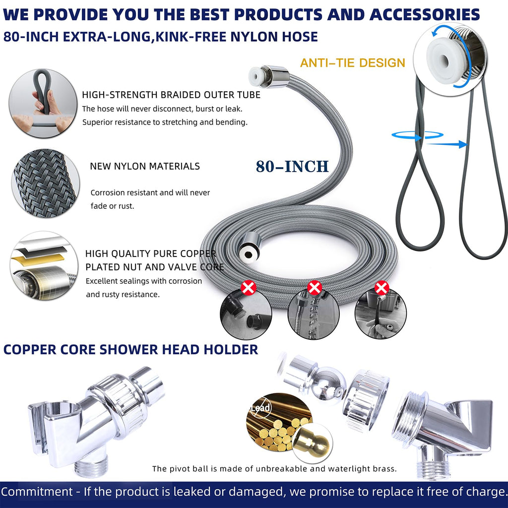 Filtered Shower Head with Handheld - High Pressure ShowerHead with Filters for Hard Water - Reduces Dry Itchy Skin, Easy Instal, 4 Modes, Water Saving, Durable, Detachable anti blocking