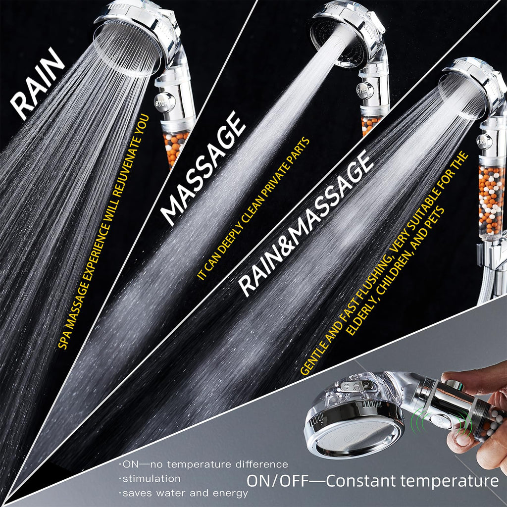 Filtered Shower Head with Handheld - High Pressure ShowerHead with Filters for Hard Water - Reduces Dry Itchy Skin, Easy Instal, 4 Modes, Water Saving, Durable, Detachable anti blocking